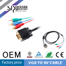 SIPU 6.0mm copper material vga to yellow rca male cable with gold connector